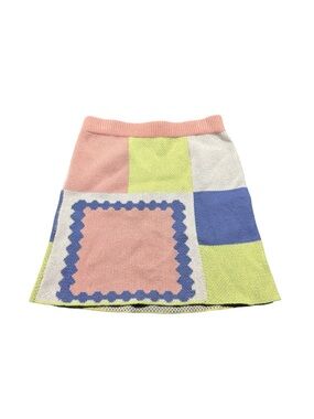 Truce Colorblock Knit Mini Skirt Pastel Pink Green Blue Size 10
